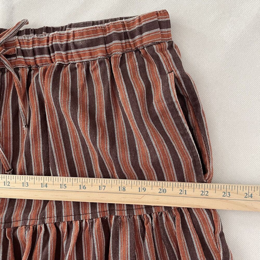 Free People Brown Striped Western Boho Ellie Pull On Barrel Pants - Size L - Picture 10 of 13